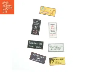 7 Metalskilte med magnet med citater (str. 10x5 cm)