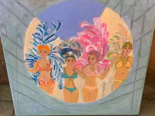 Karneval akrylmaleri(blandede medier,kul,tus,akryl