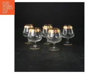 Klassiske glas med guldkant (str. 5 styk. ø. 4,5 cm. længde, 8,5 cm)