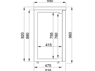 Barkølebord med 4 glas døre B2490 x D550 x H950 mm