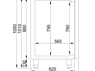 Barkølebord – med 2 låger med 2 vask 195x70x95 cm