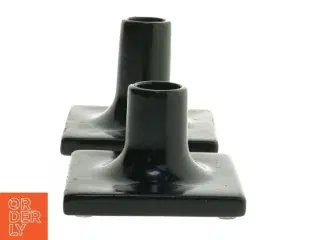 Sæt af sorte lysestager (str. 9x9x5,5 &9x9x7,5 cm)