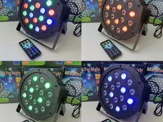 NY! 18 LED Diskolys + Lydsensor + Fjernbetjening