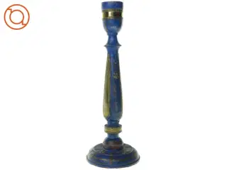 Vintage Rustik Træ Lysestage med metal ornamentik (str. 32 x 12 cm)
