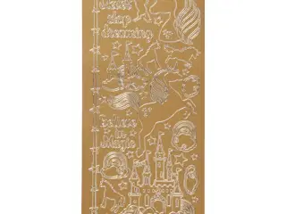 Stickers, enhjørning, ark 10x23 cm, guld, 1 ark