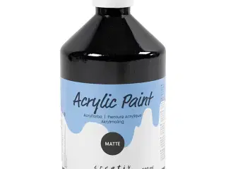 Mat Sort Akrylmaling 500ml - Høj Kvalitet