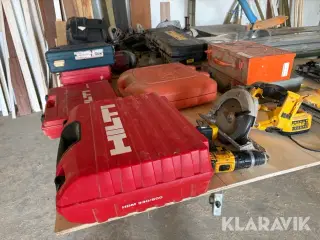 Lot med blandet elværktøj Hilti, Dewalt, Tjep, Makita med flere