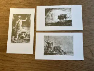 Tre tryk af Rembrandtraderinger