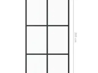 Skydedør 102x205 cm sikkerhedsglas og aluminium sort
