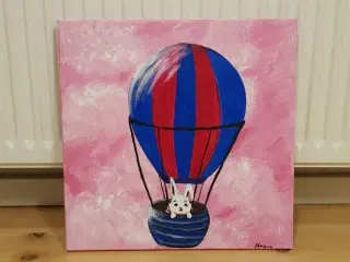 Maleri af Baby kanin i luftballon