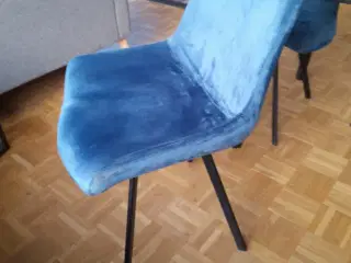 Spisebordsstole med blå velour, 4 stk