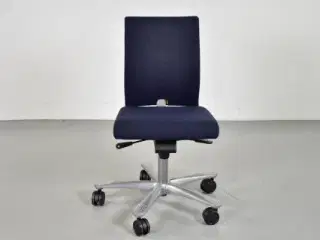 Häg h04 kontorstol med sort/blå polster og alugråt stel