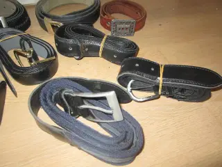 15 herre og dame bælter i læder/plastik/stof m.m. 