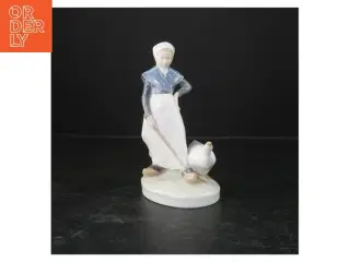 Porcelænsfigur af kvinde med gås fra Royal Copenhagen (str. 19 cm)