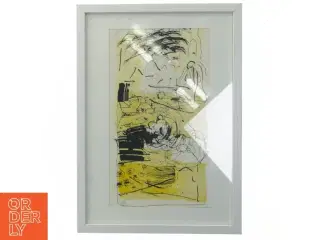 Abstrakt kunstværk i ramme (str. 32x23 cm)