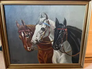 Oliemaleri med ramme, ca. mål H 53 x B 64 cm