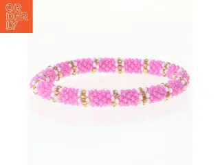 Perlearmbånd med lyserøde og guld perler (str. Ø 6 cm)