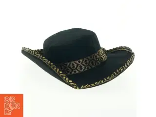 Sort cowboyhat med guldbånd (str. Ø 40. cm)