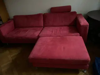 Raun sofa med puf og ekstra dun i puderne
