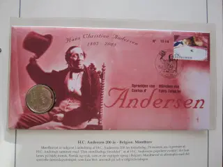 H.C. Andersen 200 år Møntbrev Belgien.