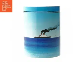 Retro irma kunstdåse Metal opbevaringsboks med skibsmotiv (str. Ø 11,5 cm længde 15 cm)