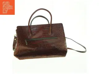 Brun krokodillepræget håndtaske (str. 35 x 16 cm)