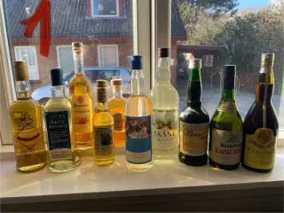 10 flasker uåbnet blandet snaps