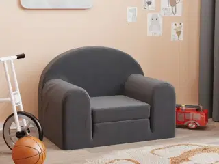 Sofa til børn blødt plys antracitgrå