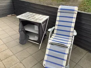 Liggestol og camping skab 