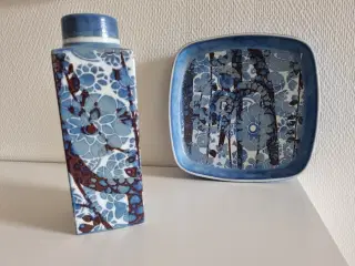 Royal copenhagen fajance, vase + fad