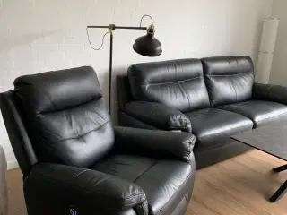 Lædersofa 3 pers og læderstol