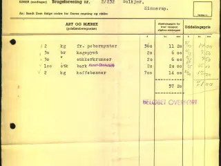 F.D.B. - Chokolade - 1954 - Fakturastempelmærker