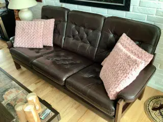 Læder sofa 3personer og 2stole