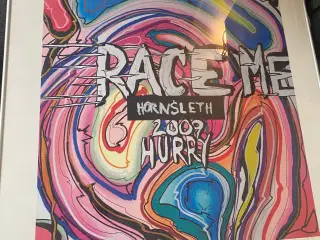 signeret Hornsleth ‘Race Me’ litografi indrammet