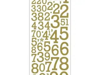 Glitterstickers, tal, ark 10x24 cm, guld, 2ark/ 1 pk.