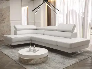 EMPIRE MINI HJØRNESOFA 300x180 Hvidt øko læder - MT920 VENSTRE