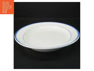 Porcelæn fad med blå kant (str. Ø 35x Ø 25 cm)