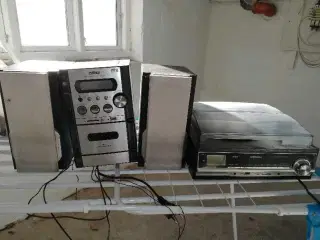 Pladespiller og mini anlæg