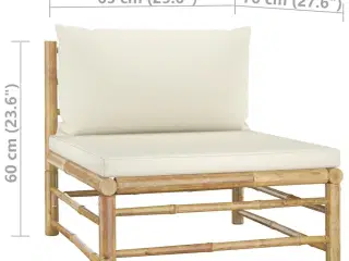 Havesofa midterdel med cremefarvede hynder bambus