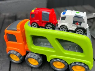 Lastbil med 2 biler 