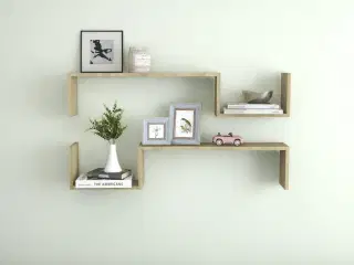 Væghylder 2 stk. 100x15x20 cm konstrueret træ sonoma-eg