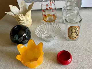 Diverse lysestager og vase til salg