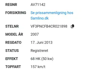 Rød peugot i fin stand