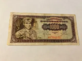 1000 Dinara Yugoslavia 1963