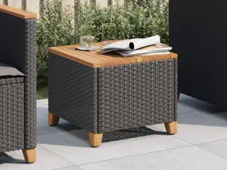 Havebord 45x45x37 cm polyrattan og akacietræ sort