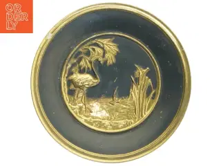 messing platte med fugle motiv (str. 26x2 cm)