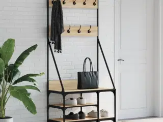 Tøjstativ med skoopbevaring 80x40x184 cm sonoma-eg