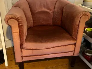 Vintage dansk velour loungestol fra 1960'erne