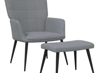 Lænestol med skammel stof lysegrå