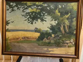 Oliemaleri af H.Lillemark. Motiv Hornekrogen 